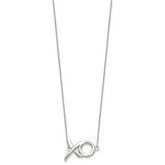 Sterling Silver Polished  XO With 2in. Ext. Necklace